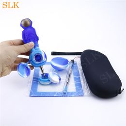 Dab Straw Multifunction Smoking Kits Moon Astronaut Silicone Pipes Glass Oil Burner Pipe smoking bong Kit Gift Bag accessories tool