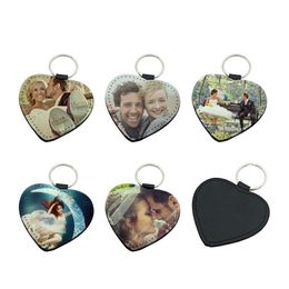 Sublimation PU Leather Keychain Key Chain Blank For DIY Print Your Pictures Customised Heat Transfer Consumables 2020