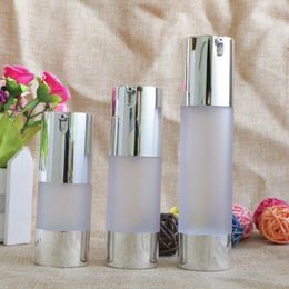 Airless 15ml 30ml 50ml Empty Vacuum Pump Toilet Vessel Cosmetic Frosted Bottle Mini Transparent Lotion Makeup Container LX8688