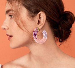 Circle Hoop Earrings for Women chandeliers C Shape Colourful Joint Acrylic Acetate Earings European and American Jewellery