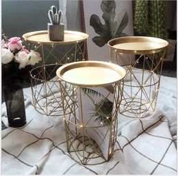 Hollow out the edges dirty Bedroom Furniture clothes basket sofa edge several living room movable metal corner severals Mini creative tea table