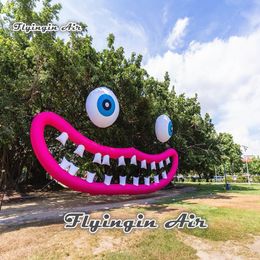Concert And Party Backdrop Inflatable Lip With Eyeball Giant Smiling Face Balloon For Music Festival And Event Decoration