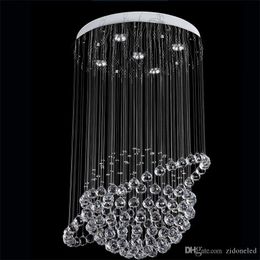 Modern Round K9 Crystal Chandeliers Raindrop Flush Ceiling Light Stair Pendant Lights Fixtures Hotel Villa Crystal Ball Shape Lamp