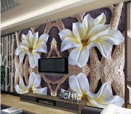 Custom Wall Modern Art Painting High Quality Mural Wallpaper Relief flower mural TV Background Wall Mural Wall Paper