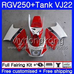 Body white red light+Tank For SUZUKI VJ21 RGV250 88 89 90 91 92 93 307HM.10 RGV-250 VJ22 RGV 250 1988 1989 1990 1991 1992 1993 Fairing kit