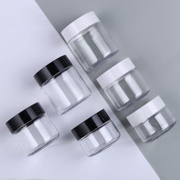 30 x 60g/100g120g Clear Plastic Jar With Black/White Lid Cosmetic Containers Refillable Make up Cream Jars Cosmetic Packaging