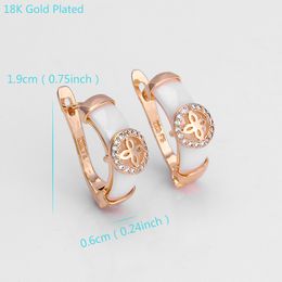 Fashion Jewelry White And Ceramic Stud 18 K fine SOLID gold GF Earring For Women Of Party New design Copper Accessories CZ