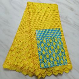 5Yards/pc Hot sale yellow african water soluble lace embroidery french mesh guipure lace for dressing BW42-6