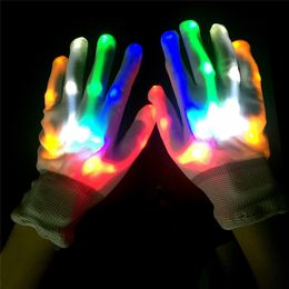 LED Gloves Finger Light Gloves Colourful 6 Modes for Dance Party Halloween Light Supplies Favour Sensory Glow Toys