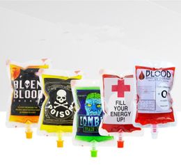 Blood Bag for Drinks drink flask Pouches Mug Empty Vampire Diary Halloween Food Safe Reusable Drink Containers Bags Cups