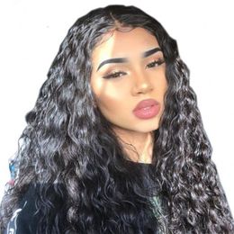 Indian Human Hair Water Wave Lace Front Wigs Pre Plucked Wet and Wavy Remy Hair Wig 130% Density