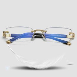 Wholesale- Eyeglasses Presbyopic Spectacles Clear Glass Lens Unisex Rimless Glasses Frame of Glasses Strength +1.0 ~ +4.0