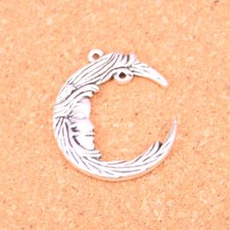 22pcs Charms man in the moon face Antique Silver Plated Pendants Making DIY Handmade Tibetan Silver Jewellery 38*32mm