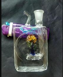 Flat square flower-shaped smoke bottle glass bongs accessories   , Glass Smoking Pipes colorful mini multi-colors Hand Pipes Best Spoon glas