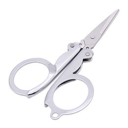 Stainless Steel Folding Scissors Mini Convenience Travel Silver Tailor Scissors Household Hand Tools