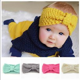 Baby Knitted Headband Kids Winter Bowknot Turban Girl Knot Solid Hairband Girls Boutique Princess Headwrap Ear Warmer Hair Accessories C6874