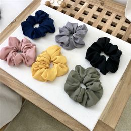 Scrunchies Headband Large Intestine Hair Ties Ropes Solid Chiffon Hair Bands Girls Ponytail Holder Fashion Hair Accessories 11 Colour DW4193