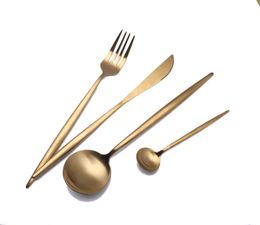 Hot Sale Pure Gold European Dinnerware Knife 304 Stainless Steel Western Cutlery Kitchen Food Tableware Dinner Sets