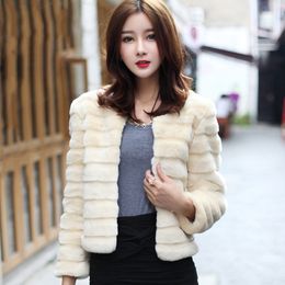 Wholesale-Winter Women Faux Fur Jacket Warm Faux Fur Coat Short Slim Outerwear gilet fourrure abrigo de pelo Overcoat