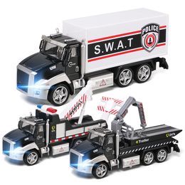 LD Diecast Alloy Road Rescue Vehicle Model Toy, SWAT Truck, Crane with Sound& Lingts, Pull Back, Ornament, for Xmas Kid Birthday Gifts, 6619