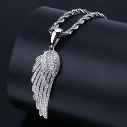 Wholesale- States high explosive feather pendant, micro plated zircon plated genuine gold, men's hiphop personality Necklace