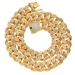 20MM Crystal Necklace Men's Iced Out Miami Cuban Chian Necklace Hip Hop Jewelry Party Gift N340
