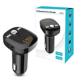 Wireless FM Transmitter Cigarette Lighter Charger BC40 Bluetooth 5.0 Version Handsfree Car Kit Audio Charging For iPhone Samsung Android New