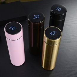 500ml Stainless Steel Vacuum Flask Coffee Cup with LED Thermal Bottle Skinny Tumblers Double Wall Insulated Tumbler Travel Mug