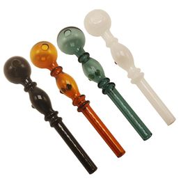 CSYC Y146 Smoking Pipes About 14cm 30mm OD Bowl Oil Burners Anti-Rolling 2 Dots Stand Glass Hand Pipe