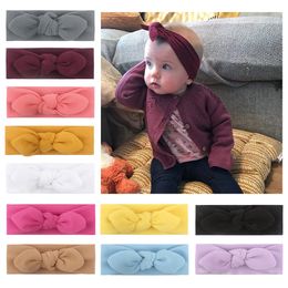 New Europe Baby Girls Bunny Ear Headband Kids Cute Bowknot Hairband Children Bandanas Head Band 11 colors T15160