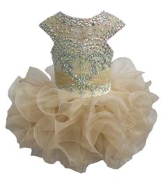 Luxurious New Little Girls Glitz Beaded Pageant Cupcake Dresses Infant Mini Short Skirts Toddler Tutu Girl Ruffles Dresses 20202459