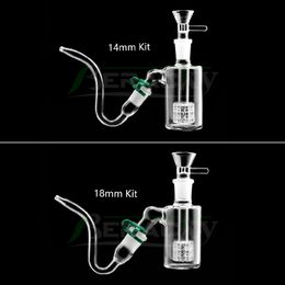 14mm 18mm Glass Ash Catchers 45 Degrees Kits With J-Hook Adapters Glass Bowls Keck Clips Tyres Ashcatcher for Glass Water Bongs Dab Rigs
