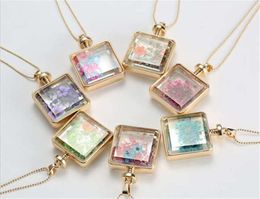 Free ship ePacket DHL Multicolor Necklace dry flower sample Necklace Square Pendant DAN61 mix order Pendant Necklaces