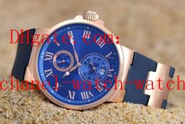 Free Shipping 4 Colour Marine Chrono Rose Gold Mens Watch 266-67-3/43 Mechanical Automatic Mens Wrist Watch Rubber Strap transparent Back