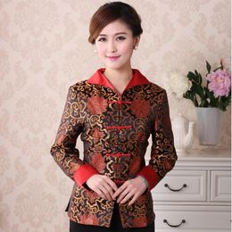Tang suit top Women ethnic Cheongsam style clothing Chinese New Year Celebration Party apparel Flower Embroidery silk blend Classic Clothes