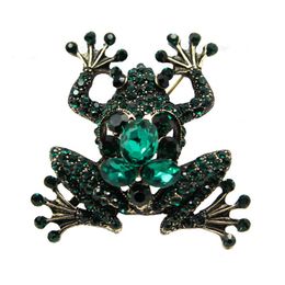 Frog Brooch Pin Vintage Antique Gold Crystal Rhinestone Jewellery Women Garment Accessory Coat Scarf Clip Luxury Animal Brooches