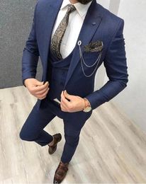All Loved One Button Handsome Groomsmen Peak Lapel Groom Tuxedos Men Suits Wedding/Prom Best Man Blazer ( Jacket+Pants+Vest+Tie) W10