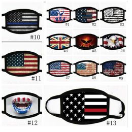 18styles Trump Face Mask Cotton Trump 2020 Masks Cloth Anti-dust Mask Woman Men Unisex Fashion Winter Warm Black US Flag Masks GGA3546-3