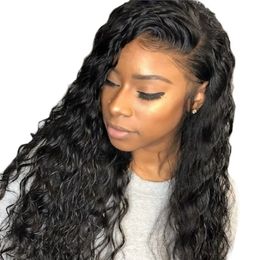 Brazilian Human Hair Water Wave Lace Front Wigs Pre Plucked Natural Color Wet and Wavy Wig
