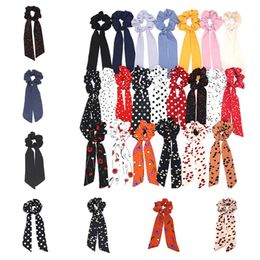 fashion Wave Point Print Scrunchie Hairband Scarf Elastic Hairband Bow Hair Girls Hair Ties hair Accessories Party FavorT2C5124