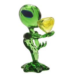 DA011 Fumando tubo alienígena Tubos de vidro Recycler Dab Rig Rig cerca de 6,69 polegadas de altura cor verde