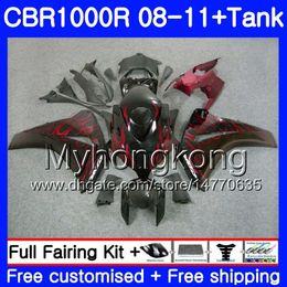 Body +Tank For HONDA CBR1000 RR CBR 1000 RR Red flames black 08 09 11 277HM.6 CBR1000RR 08 09 10 11 CBR 1000RR 2008 2009 2010 2011 Fairings