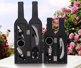 Wine Bottle Corkscrew Opener Set 3pcs 5pcs Bottle-Shaped Holder Bottle Opener Stopper Pourer Kits Accessories Wine Tools SN1042