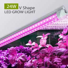 LED Grow Lights T8 V-Shaped Integration Tube Full Spectrum Plant Grow Light for Medical Plants and Bloom Fruit Pink Colour