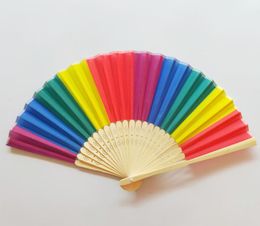 New Arrival Chinese Style Colorful Rainbow Folding Hand Fan Party Favors Wedding Souvenirs Giveaway For Guest SN2146