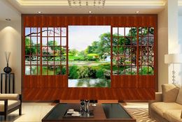 window mural wallpaper classical style three-dimensional garden landscape background wall