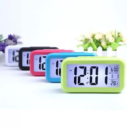 Smart Sensor Nightlight Digital Alarm Clock with Temperature Thermometer Calendar,Silent Desk Table Clock Bedside Wake Up Snooze LX9225