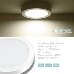 Downlights Indoor Lighting LED 24W Round LED Ceiling Light DownOffice Panel Flush Mount Fixture Natural White