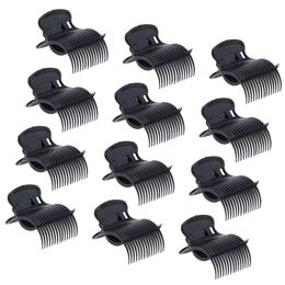 12pcs/lot Plastic Hot Roller Super Clips Hair Curler Claw Clamps For Women White Black Color Hair Accessories