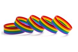 100pcs LGBT Pride Rainbow Pansexual Asexual Genderqueer Bisexual Wristband Jewellery Silicone Bracelet